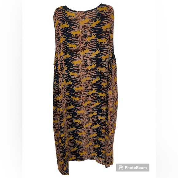 LA CERA Tiger Prints Midi Slits Mother Of Pearl Buttons Plus Dress Size 4X - Picture 2 of 10